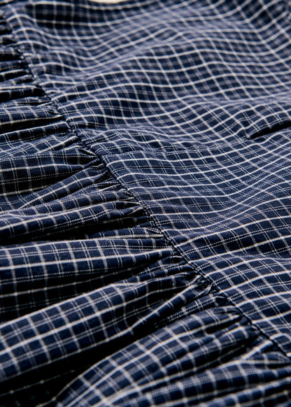 Tattersall check pin tuck dress/black