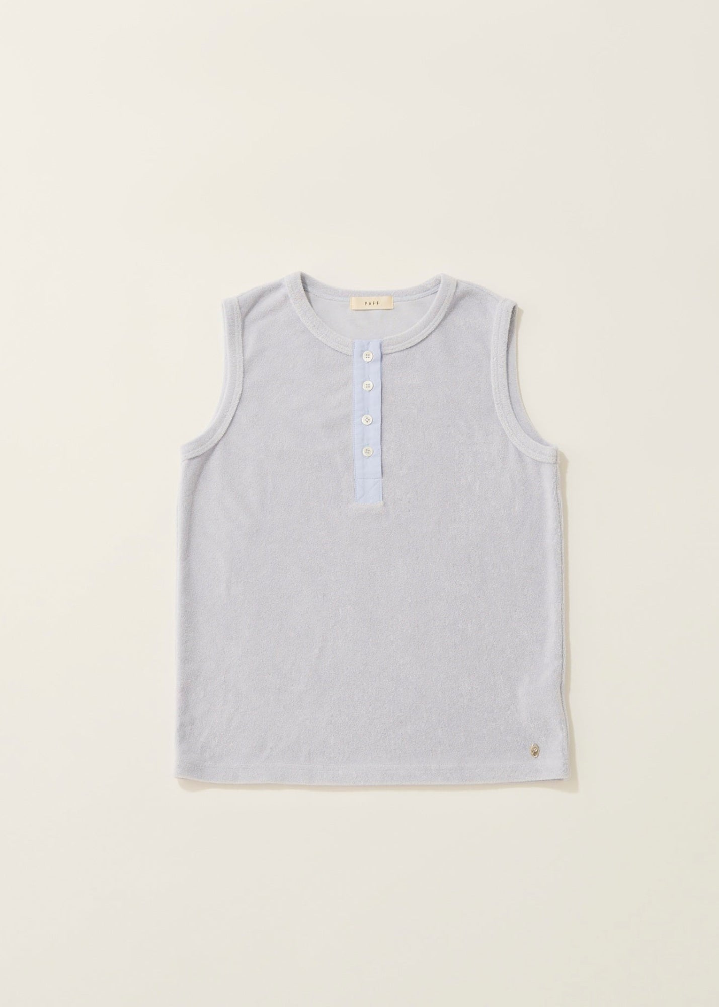 Henley neck pile tank top / blue guimauve