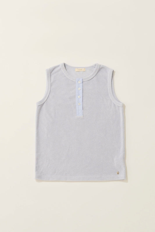 Henley neck pile tank top / blue guimauve