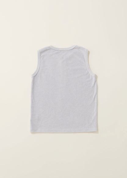 Henley neck pile tank top / blue guimauve