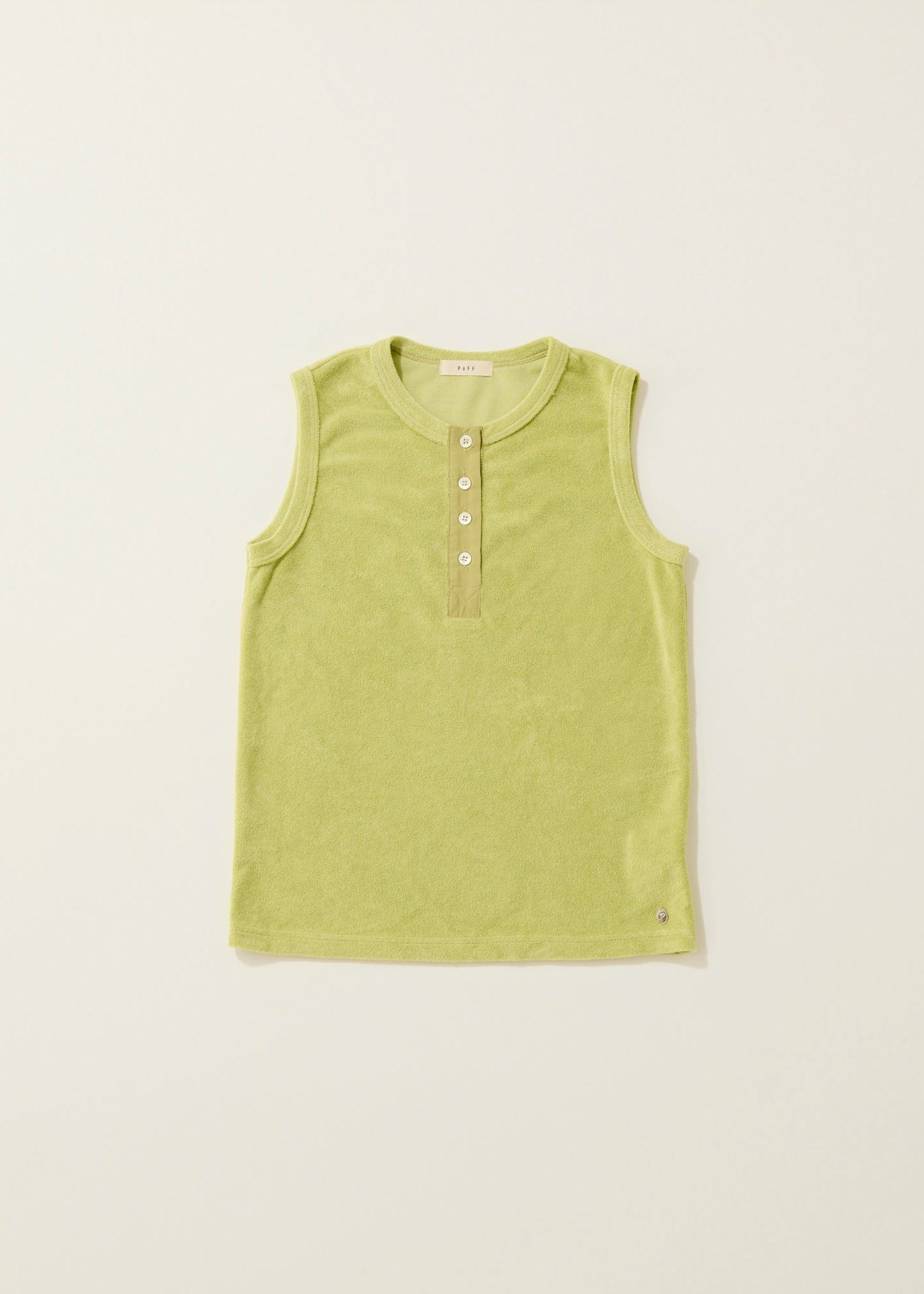 Henley neck pile tank top / Lime pie