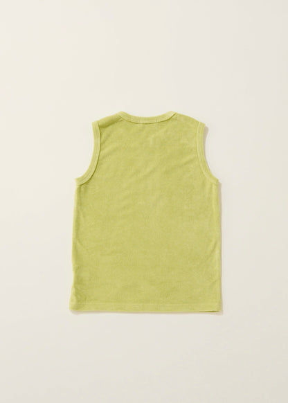 Henley neck pile tank top / Lime pie