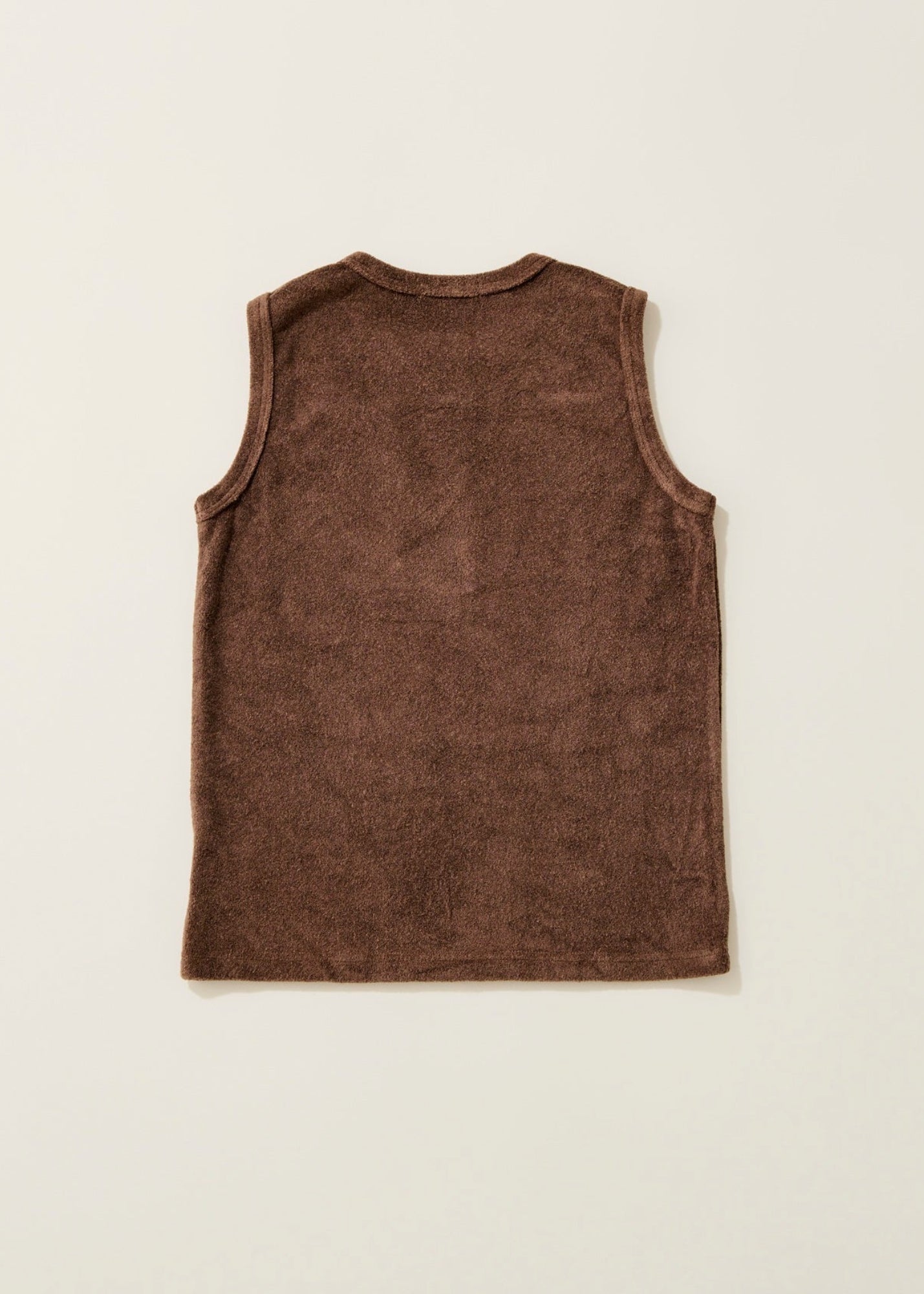 Henley neck pile tank top / brown sugar