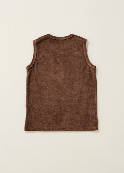 Henley neck pile tank top / brown sugar