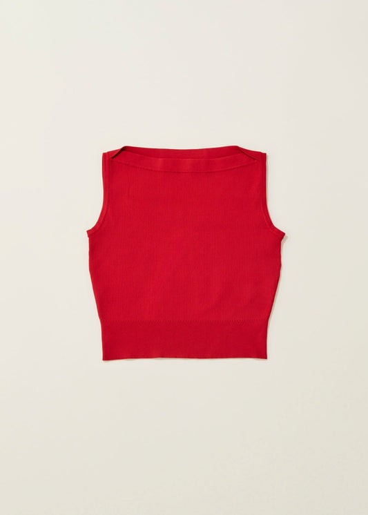 Overlap shoulder knit top / salvia
