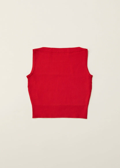 Overlap shoulder knit top / salvia