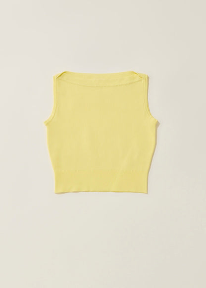 Overlap shoulder knit top / lemon syrup