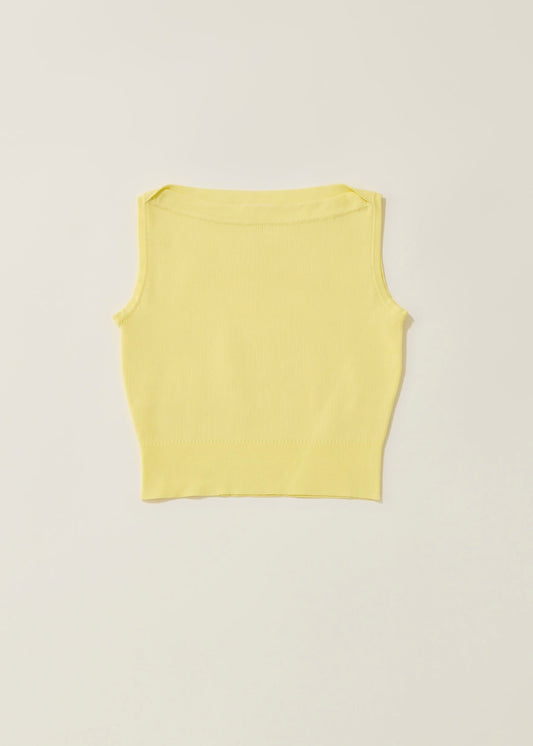 Overlap shoulder knit top / lemon syrup