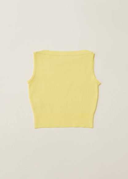 Overlap shoulder knit top / lemon syrup