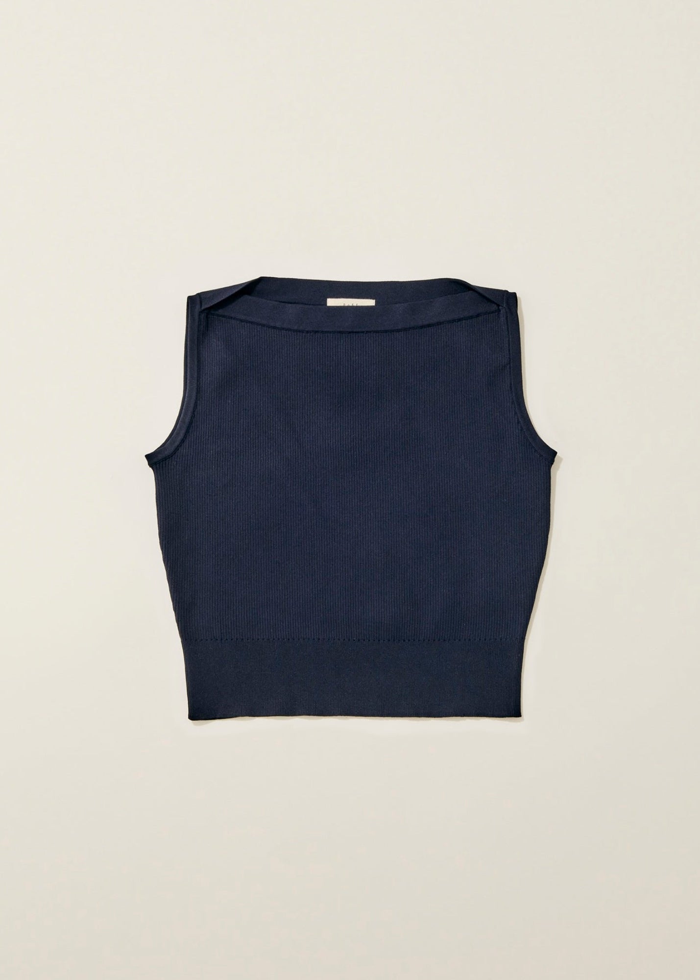 Overlap shoulder knit top / navy