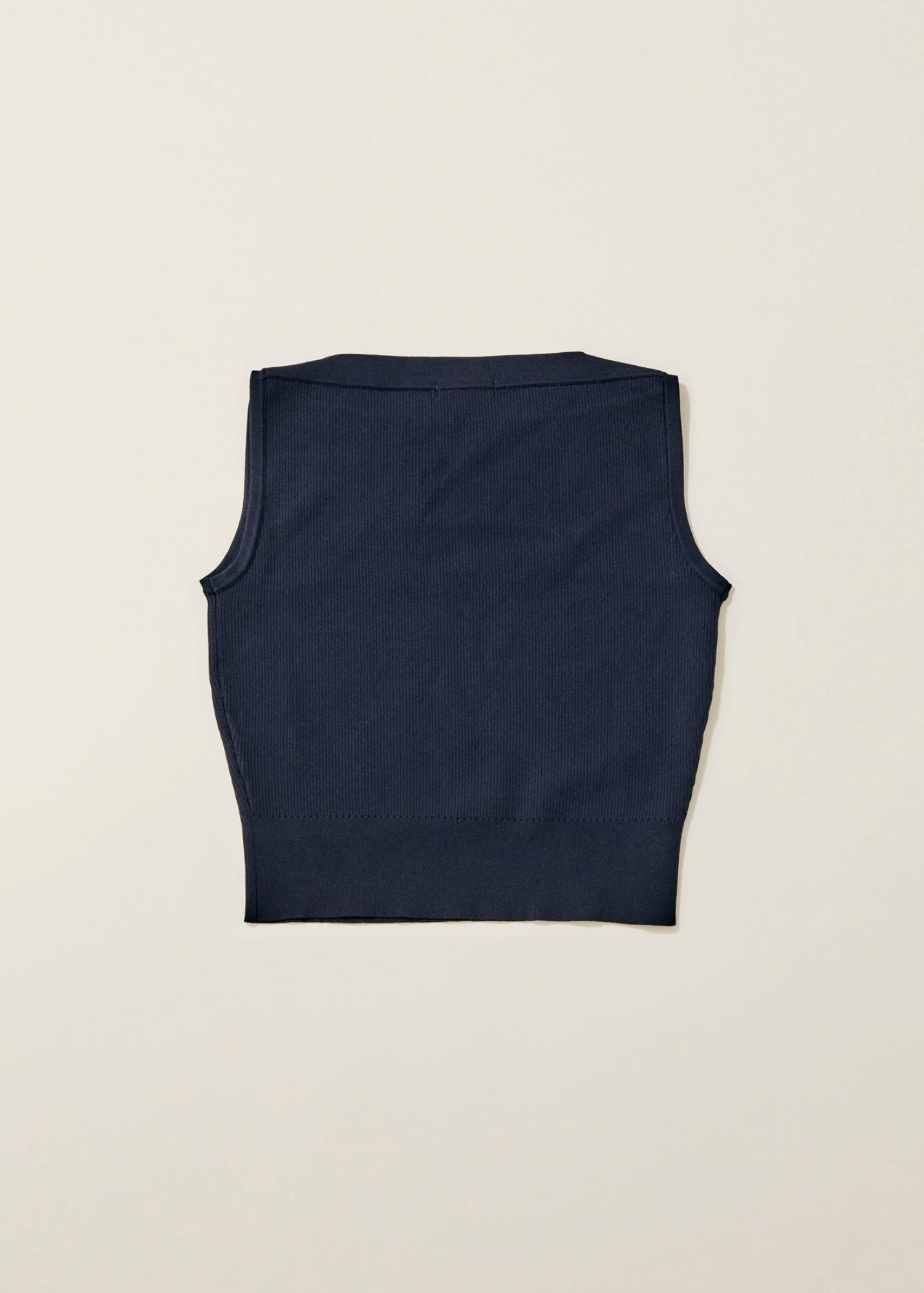 Overlap shoulder knit top / navy