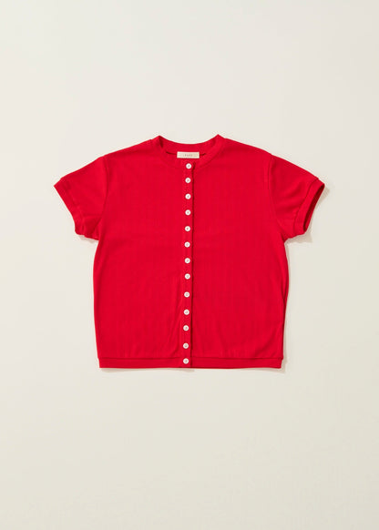 eyelet cut button Tshirt / salvia