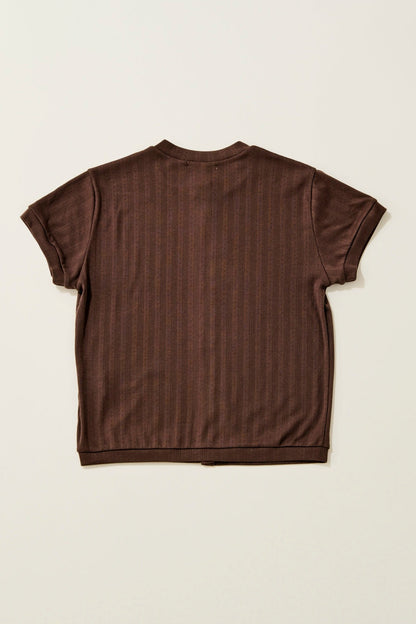 eyelet cut button Tshirt / chestnut