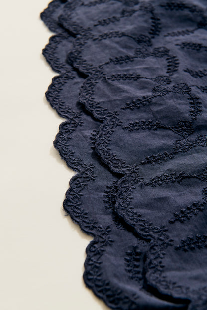 Cotton lace gather tunic / black