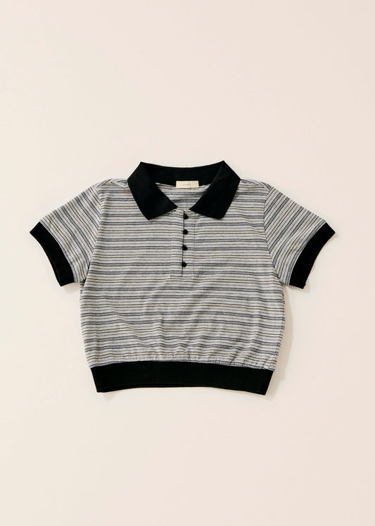Multi border short polo/gray