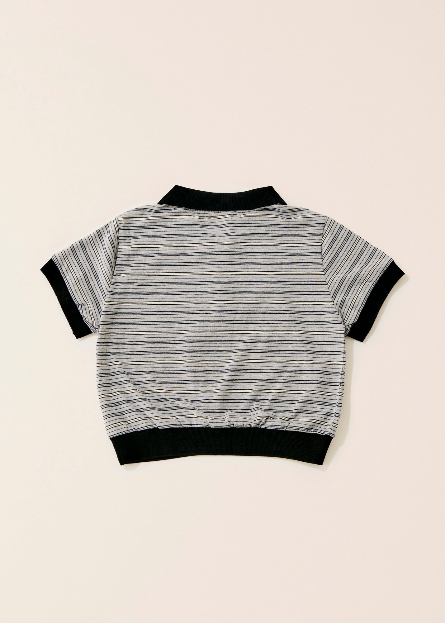 Multi border short polo/gray