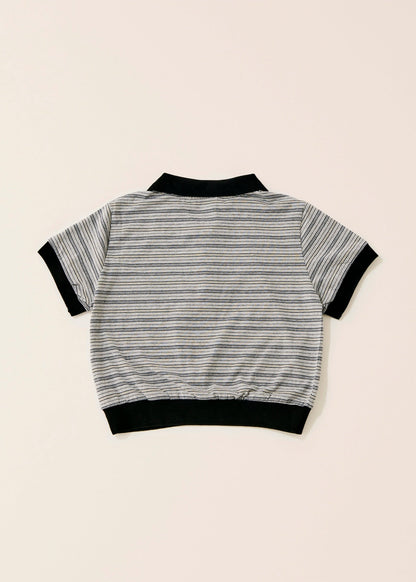 Multi border short polo/gray