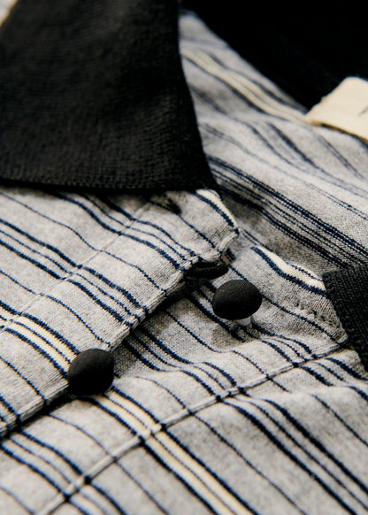 Multi border short polo/gray