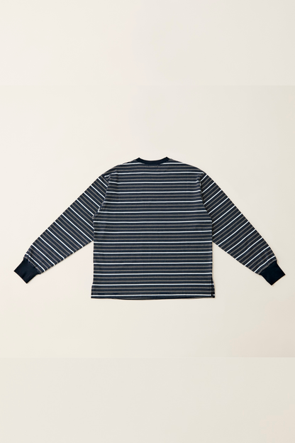 Multi border long T-shirt / navy