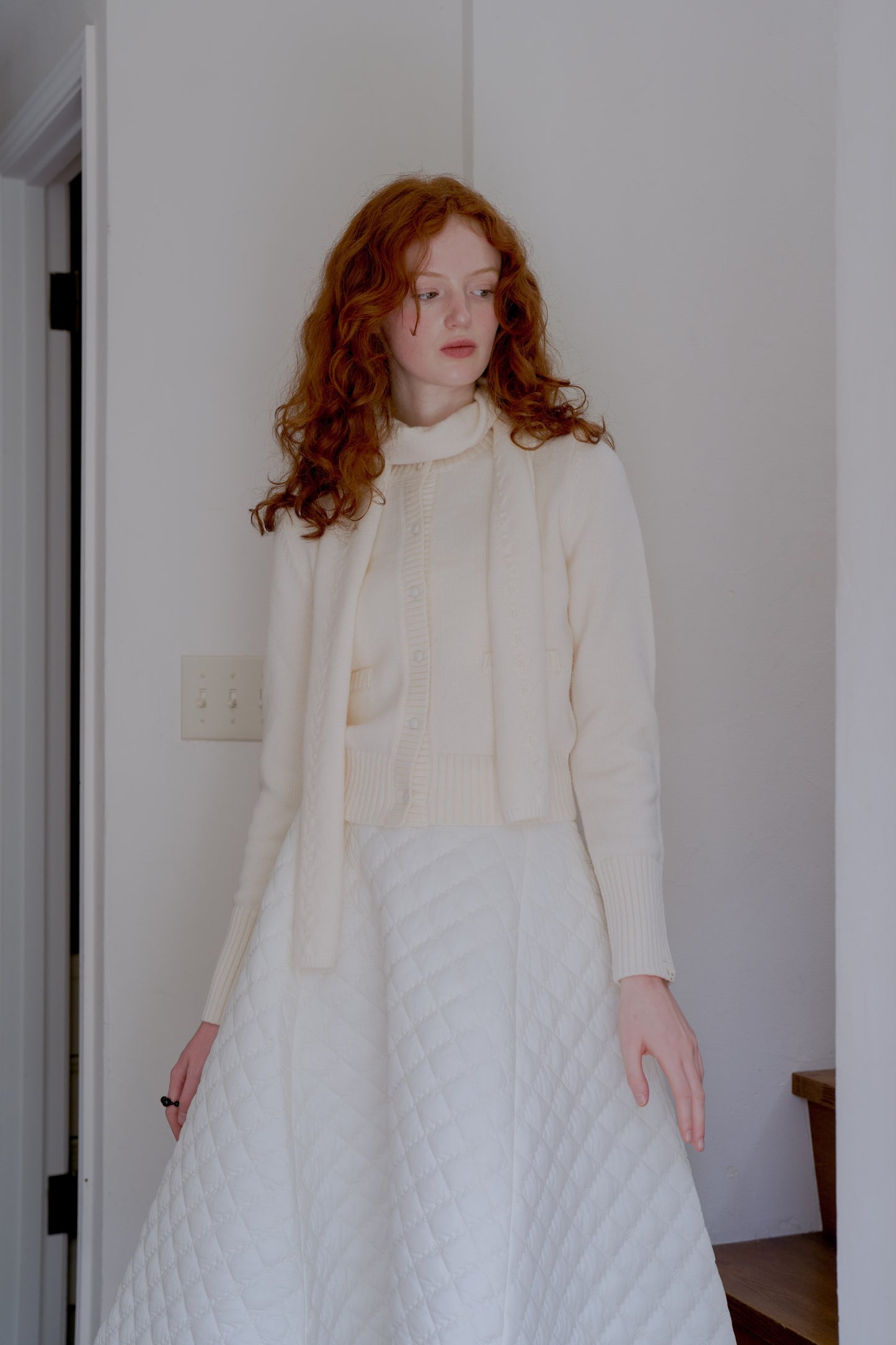knit pocket cardigan / milk