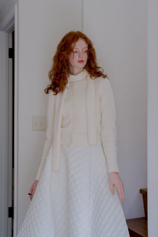 knit pocket cardigan / milk