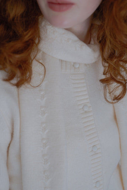 knit pocket cardigan / milk