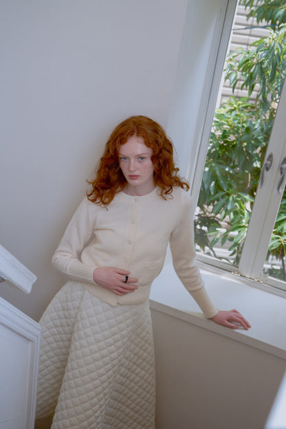 knit pocket cardigan / milk