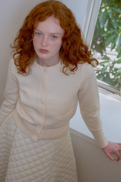 knit pocket cardigan / milk