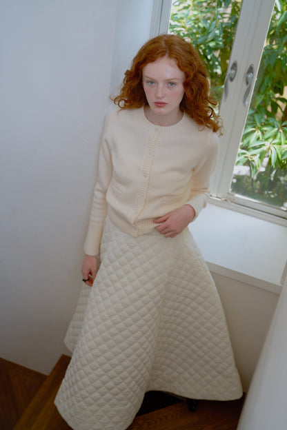 knit pocket cardigan / milk