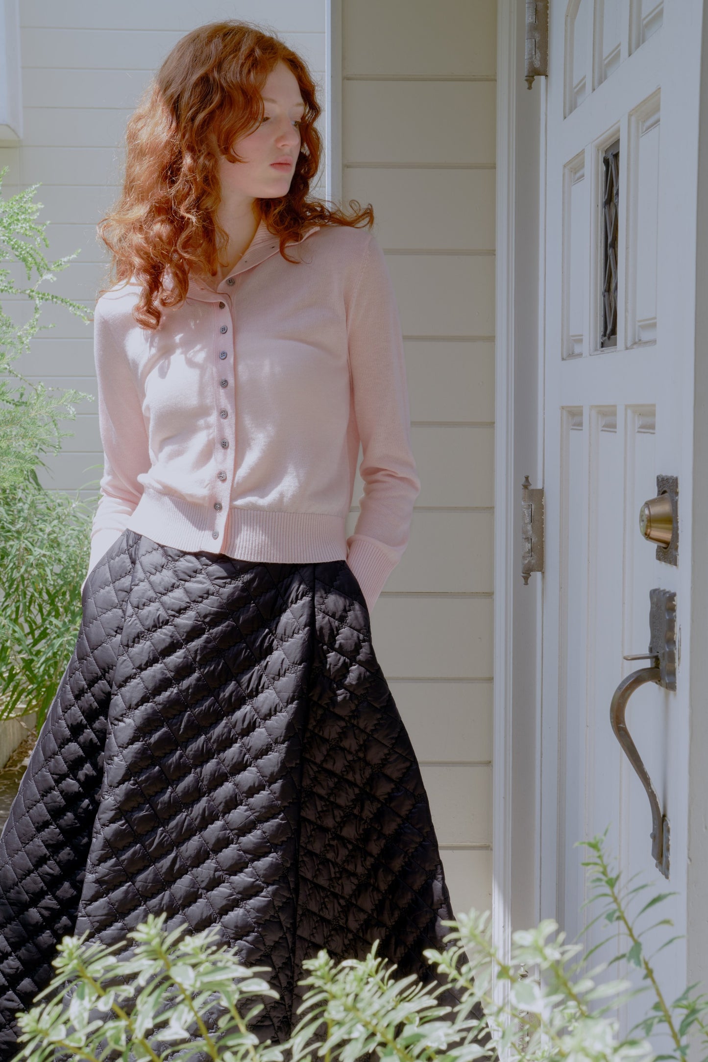 2way high neck cardigan / sour pink