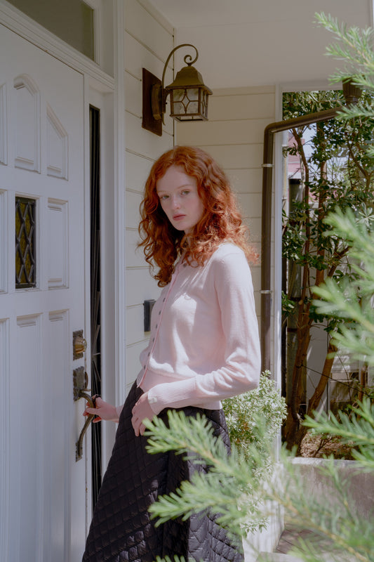 2way high neck cardigan / sour pink