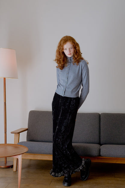 Velour wide pants / black