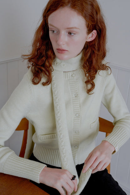 knit pocket cardigan / lime