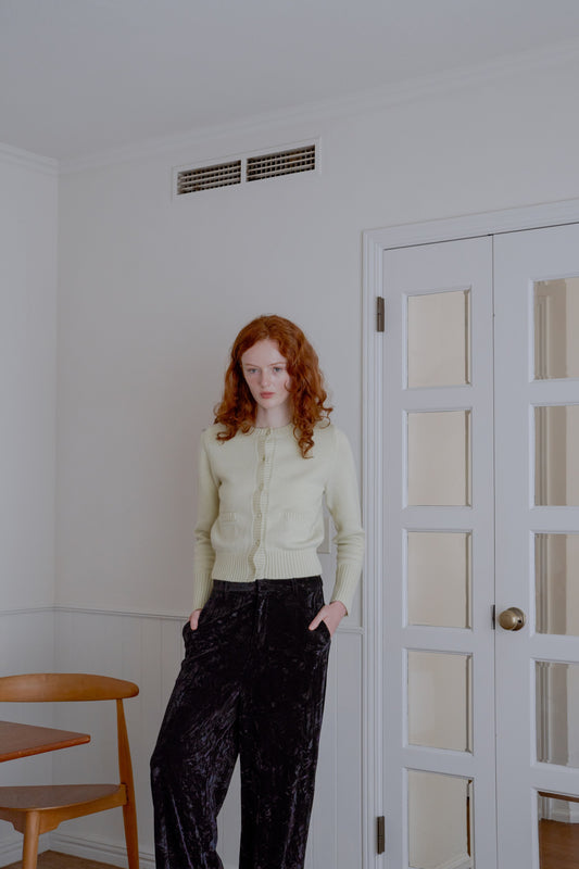 knit pocket cardigan / lime