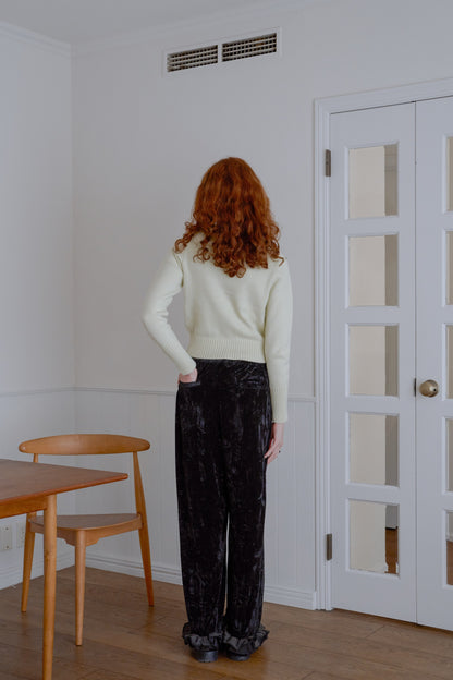 knit pocket cardigan / lime
