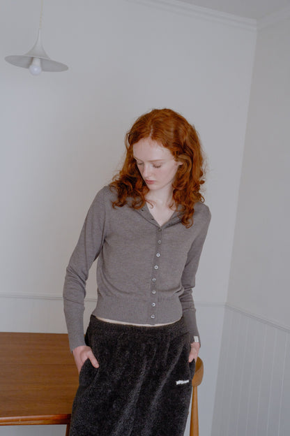 2way high neck cardigan / cocoa