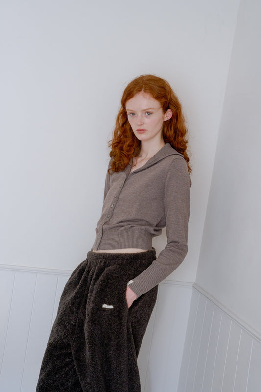 2way high neck cardigan / cocoa