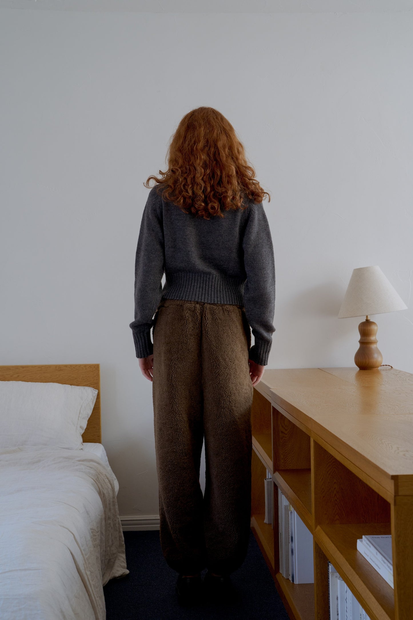 Leather Patch Knit Pullove / gray