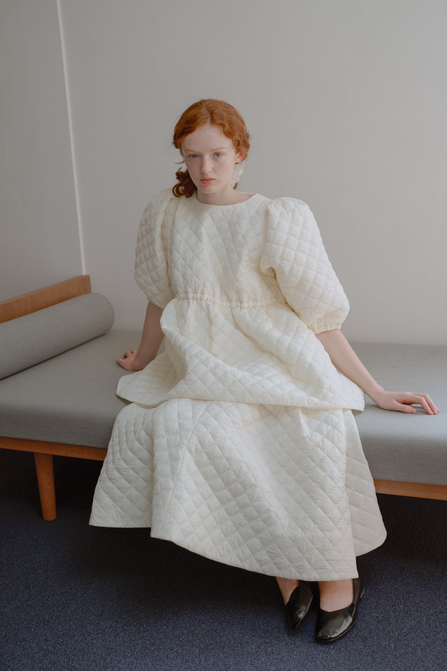 Volume long skirt / white