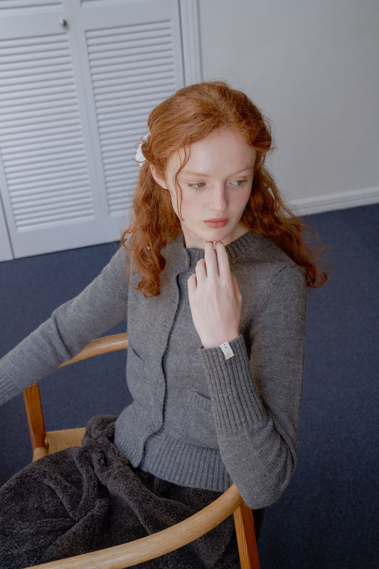 knit pocket cardigan / heather