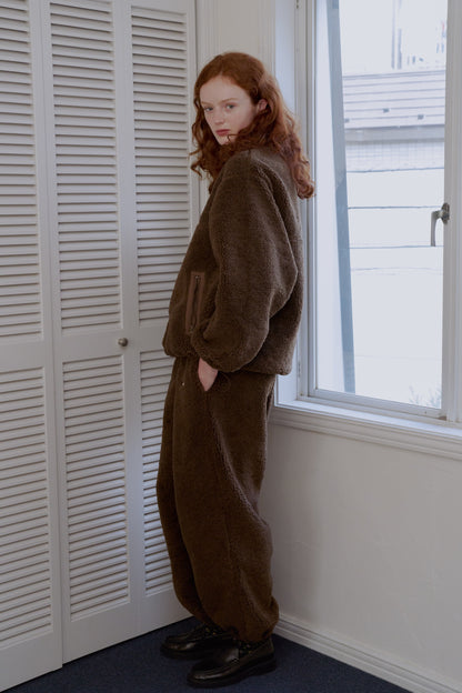 Half-zip boa pullover / brownie