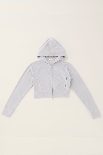 Double open pile hoodie / blue guimauve