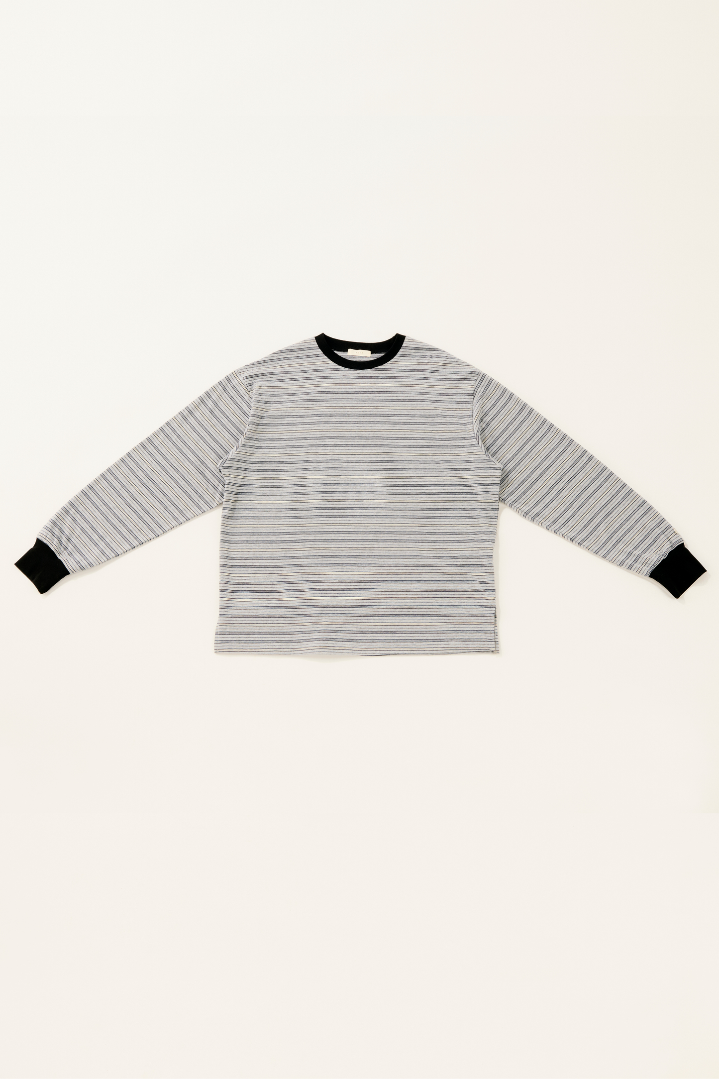 Multi border long T-shirt / gray