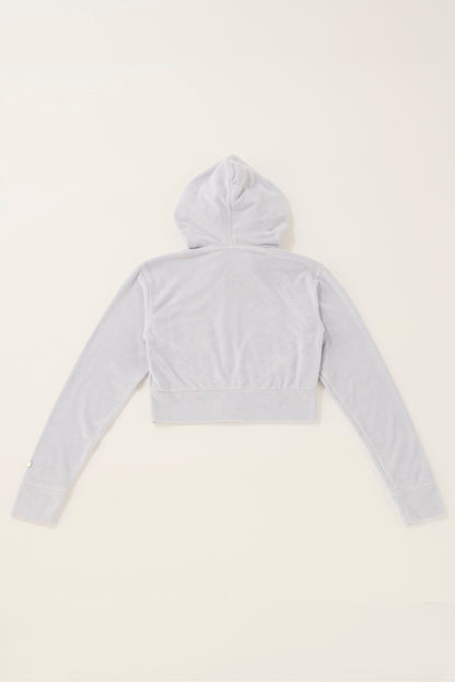 Double open pile hoodie / blue guimauve