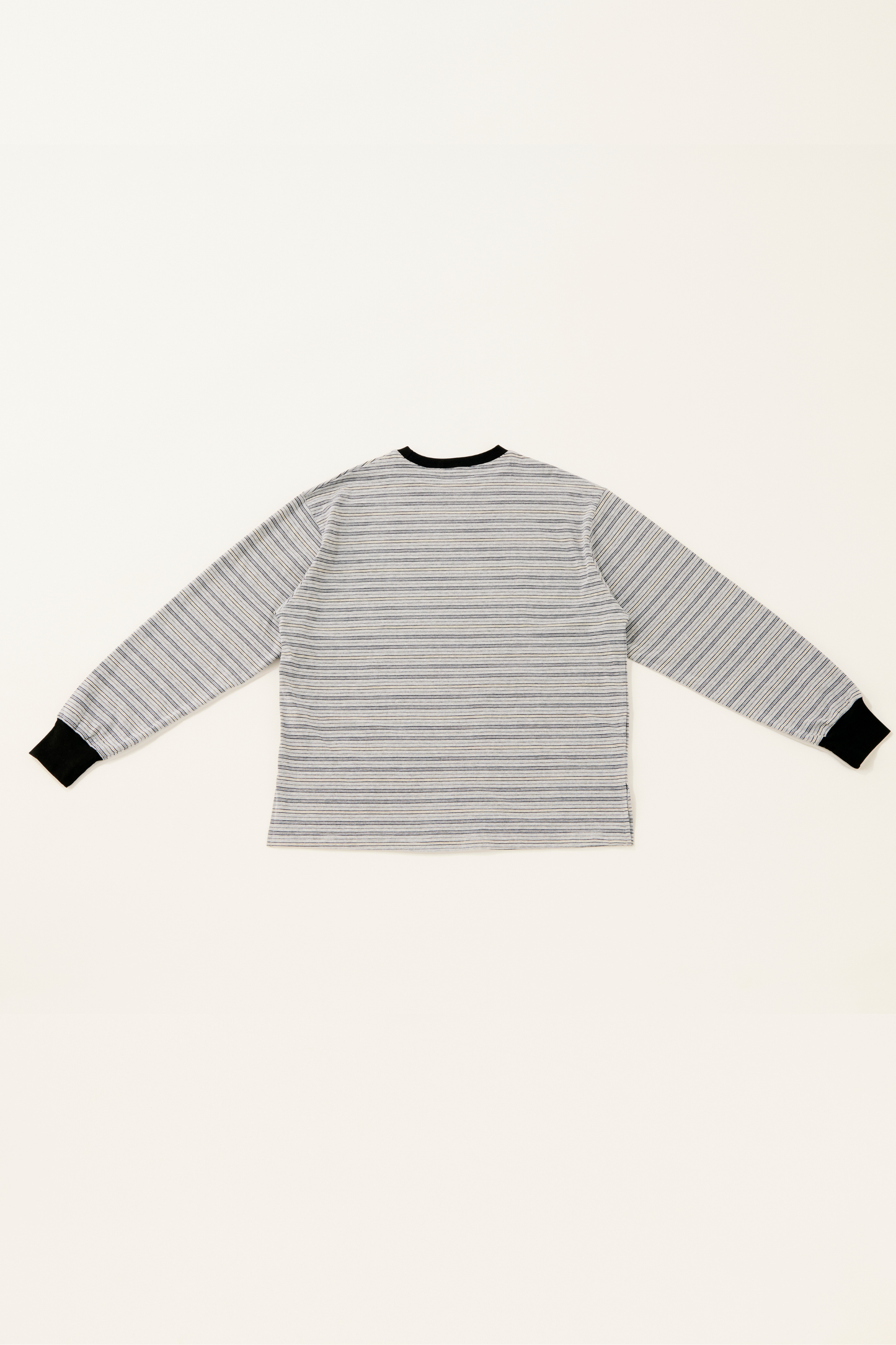 Multi border long T-shirt / gray