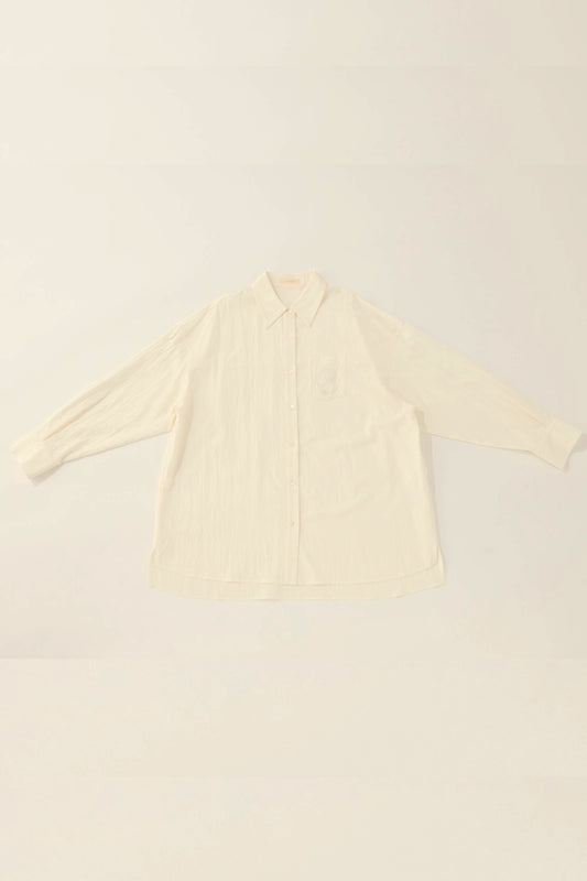 "P" Embroidery shirt / magnolia