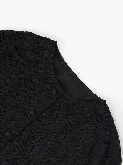 Flower tulle cardigan / Black