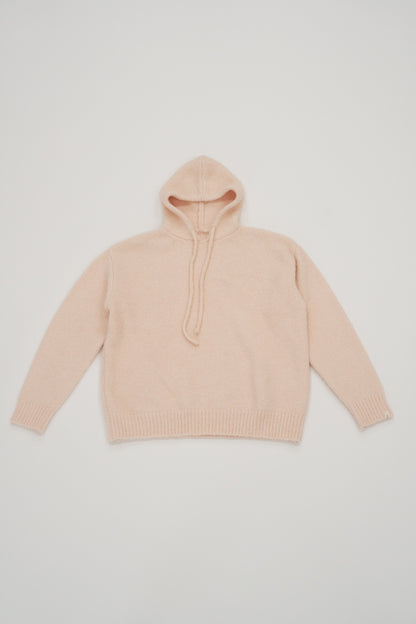 Fluffy Knit Hoodie / peach milk