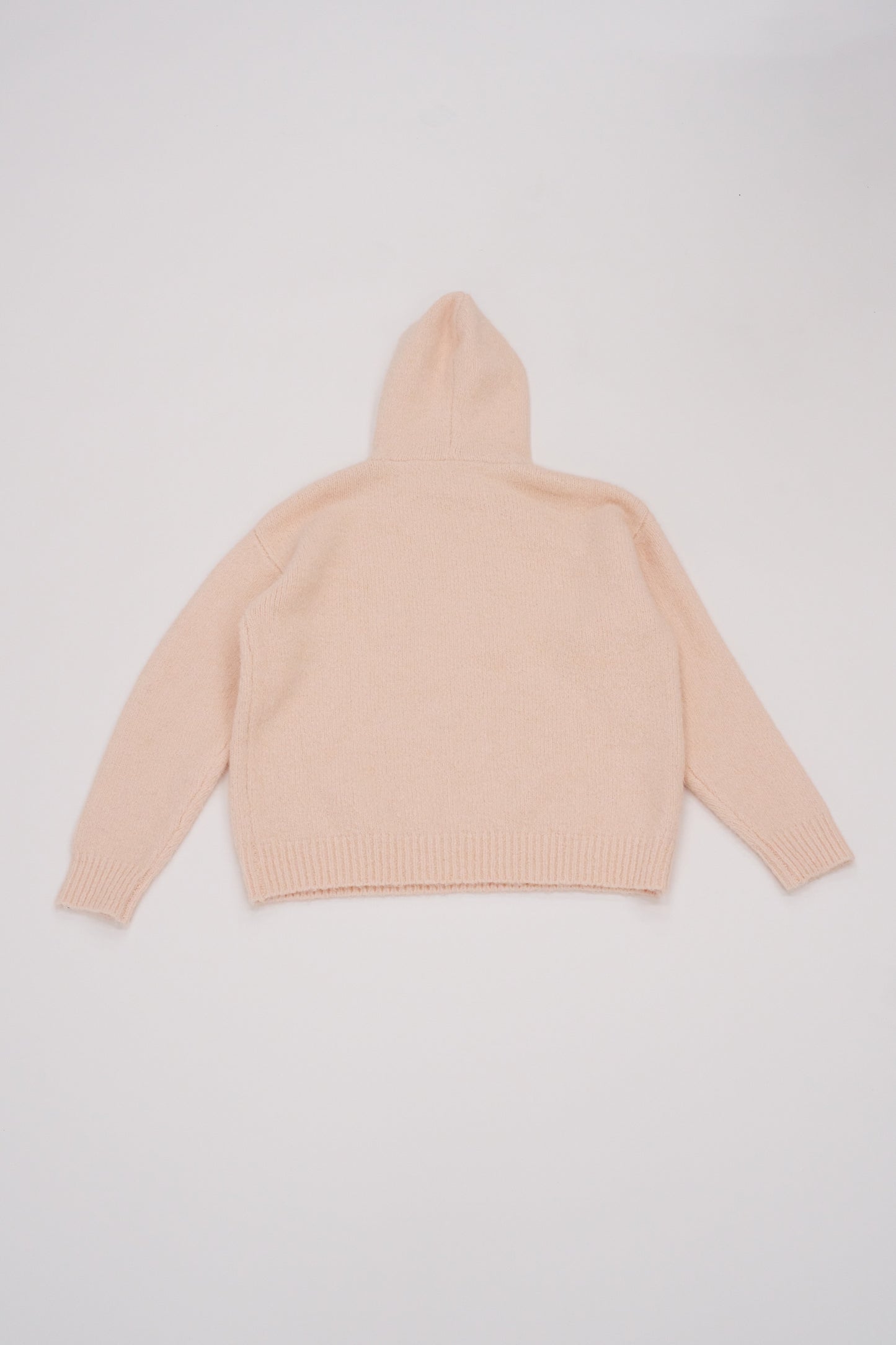 Fluffy Knit Hoodie / peach milk