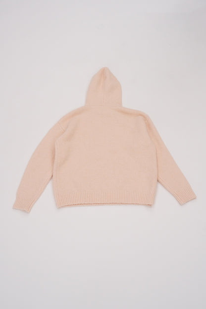 Fluffy Knit Hoodie / peach milk